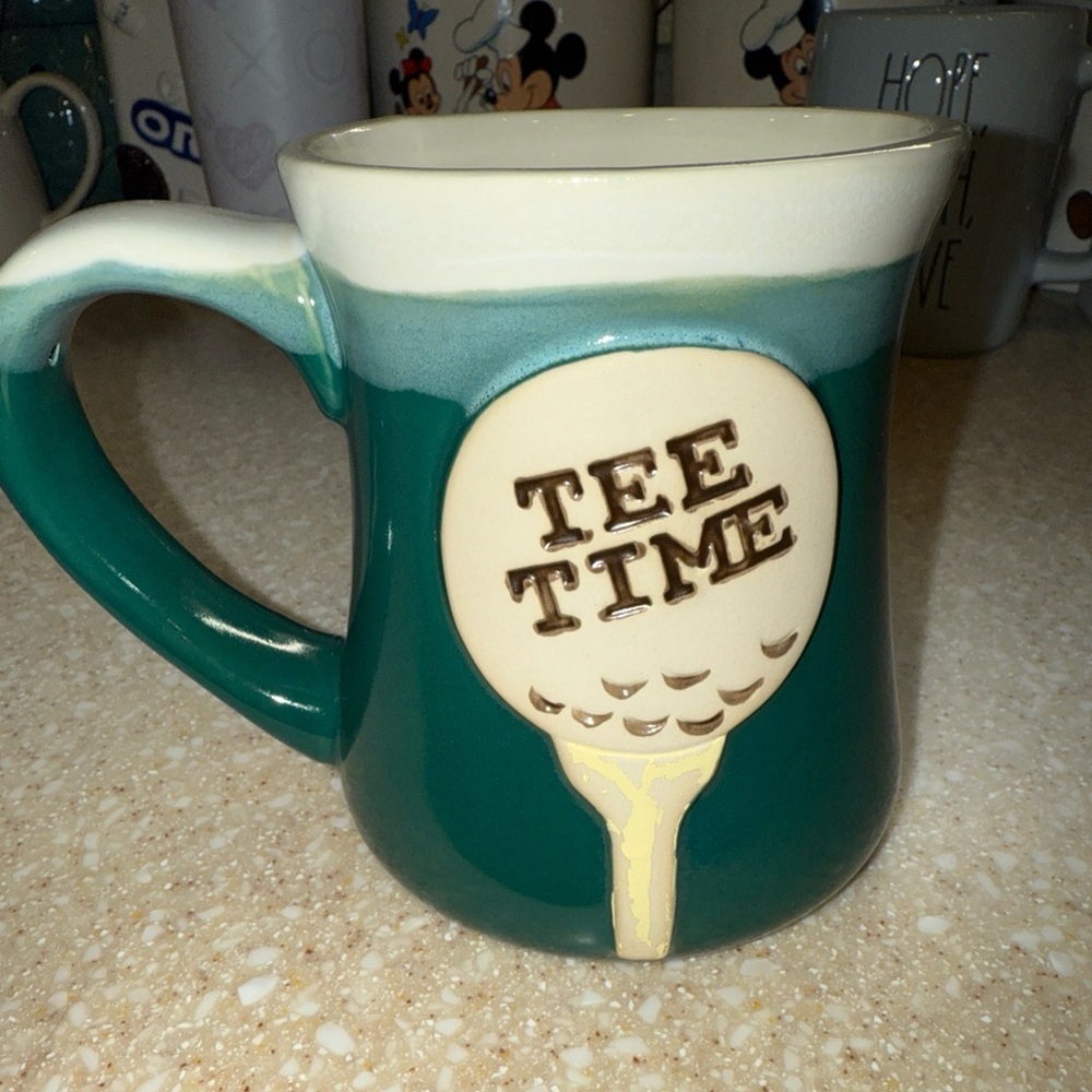 Golfers Green Tee Time Stoneware Mug 16oz Golf Ball Cup